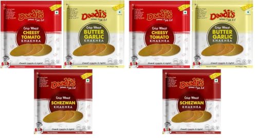 Image of Daadi's Khakhra Cheesy tomato, Schezwan & Butter Garlic 180g x 3 units 540g (Pack of 2)