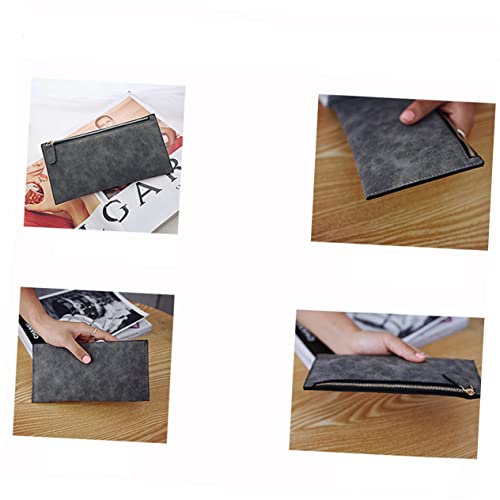 Didiseaon Matte Long Pu Leather Wallet for Women Slim Zipper Coin Purse Stylish and Functional Design for Everyday Use Light Gray3