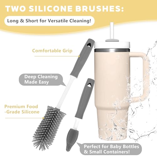 Image of Sosmar 6 Pack Water Bottle Cleaner, Stanley Cup Cleaner Brush Kit with Long Silicone Bottle Brush, 3 Size Straw Cleaner Brush, 4 in 1 Bottle Gap Cleaner for Tumbler, Sports Water Bottle