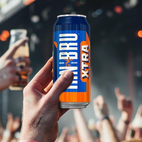 IRN-BRU XTRA, 12 Pack Zero No Sugar & Low Calorie with XTRA Taste Fizzy Drink Multipack Cans - 12 x 500ml Big Cans