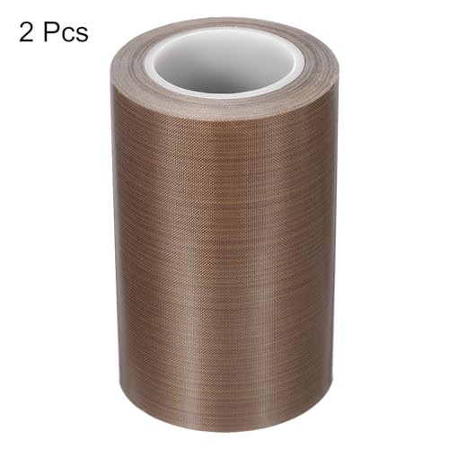 Image of MECCANIXITY 10m /33 Feet,100mm /3.9 Inch PTFE Tape,PTFE Fabric Tape,Adhesive PTFE Film Tape for Vacuum Sealer Machine,Hand Sealers High Temperature,Brown,Pack of 2