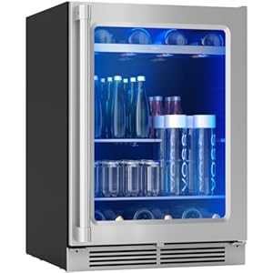 Zephyr 24″ Wine Fridge & Beverage Refrigerator Single Zone Under Counter – Mini Wine Cooler Cellars Small Beer Fridge Cabinet Drink Chiller Freestanding Wine Beverage Cooler, 7 bottles,112 cans