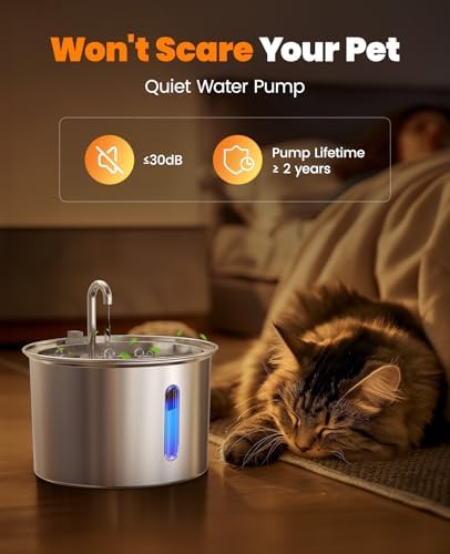 oneisall 2L Stainless Steel Cat Water Fountain, PWF 001 — view 3