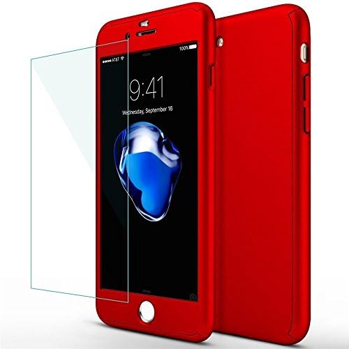 iPhone 7/iPhone 8 Plus case,KCOYO New Design 360 Degree Full Body Protective Hard PC Slim Shockproof Anti-slip Anti-fingerprint Front&Back Case Cover For iPhone 7/iPhone 8 Plus 5.5 inch Only (red)