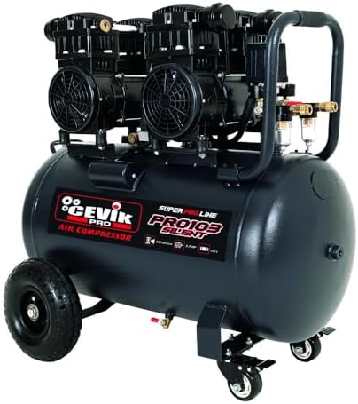 CEVIK PRO - CA-PRO103SILENT - Silent Air Compressor - 68 dB - 100 liters - 3HP - Max 9 Bar - 390 l/min - Oil Free - Two Air Outlets - Compact and Portable - Paint and Pneumatic Compressor