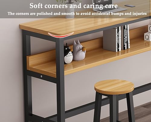 Mesa de bar rectangular alta con marco de metal para zonas compactas 6