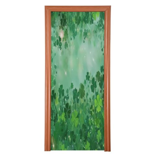 FLildon Shamrock Clover Leaves St Patrick's Day Door Cover Decoration, Party Accessory Porch Decor for Festive Ornament Room Door Covers 36 x 98 Inch
