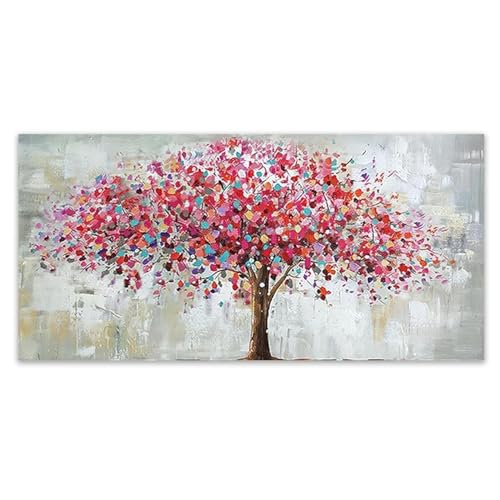 Tableau arbre de vie déco salon : toile nordique 50x100 cm encadrée