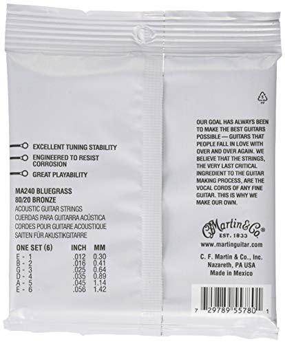 Image of Martin Authentic Acoustic Guitar Strings, Superior Performance Bluegrass 12-56, 80 /20 Bronze (Pack of 3)