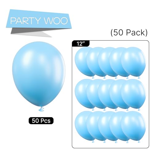 Image of PartyWoo Light Blue Balloons 50pcs Baby Pastel Sky Aqua Blue Color 12 Inch | Balloons for Birthday Gender Reveal Wedding Anniversary Baby Shower Graduation Bachelorette Party Decorations Blue-Y4
