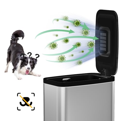 Image of KdbK Stainless Steel Bathroom Trash Can with Lid Soft Close,1.6 Gallon Slim Garbage can,Small Metal Step Wastebasket for Office, Bedroom, Toilet, Live Room