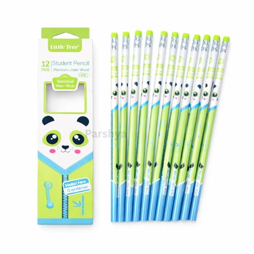Parshya Premium Linden Wood HB Pencil Set for Kids (Pack of 12) - Extra Dark Graphite Pencils with Eraser Tops - Ideal for School, Sketching, Gifting & Return Gifts