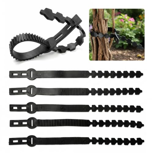 Heavy Duty Tree Ties and Supports - 60cm Adjustable Soft Plastic Tree Straps for Staking Plants, Shrubs, and Saplings - Weather Resistant Interlocking Garden Ties for Outdoor Plants