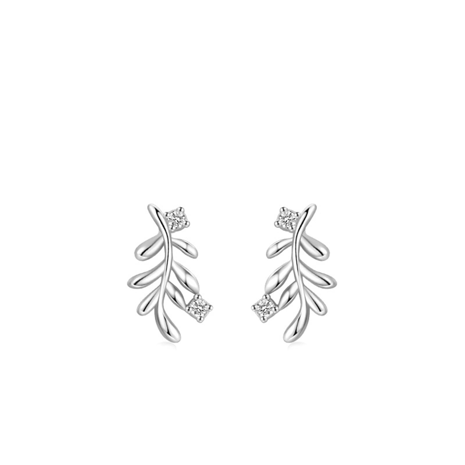 Kolczyki sztyfty białe złoto 750 585 375 damskie kolczyki damskie z uroczymi liśćmi z okrągłymi kolczykami Moissanite kolczyki na sztyfcie, prawdziwa biżuteria na wesele, dla panny młodej