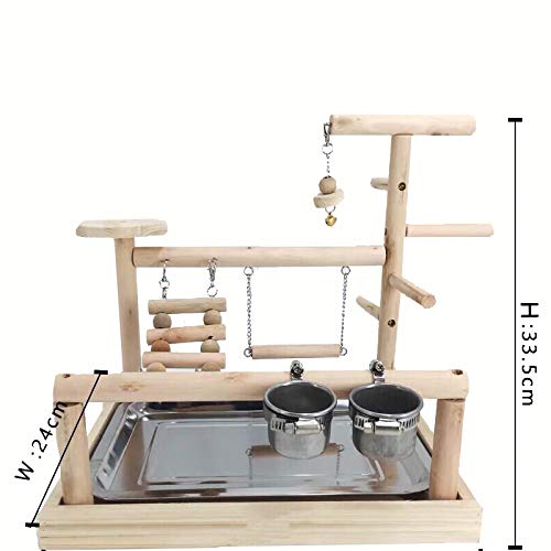 WYunPets Parrots Playstand Bird Playground, poleiro de madeira, suporte de academia, cercadinho com