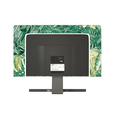 Image of Monitor Dust Cover 22, 23, 24, 25 Inch Water Proof Computer Covers for Desktop Pc CPU Tower Protector Panel Case Computer Screen Protective LCD /LED /HD,Green Tropical Leaves