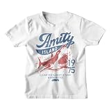 Jaws Movie T Shirt Amity Island Toddler White Short Sleeve 70s Horror Shark Vintage Style Graphic Tees