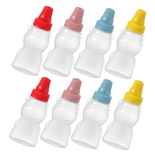 SOLUSTRE 8Pcs Bear Shaped Squeeze Bottles for Sauces Ketchup Salad Dressing Fun Condiment Containers with Caps for Seasoning Storage and Serving