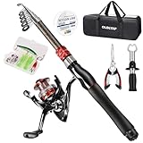 OLOLYAP Fishing Pole Combo Set 6.9ft Telescopic Fishing Rod and Reel Combo with Fishing Pliers and Lip Gripper Collapsible Fishing Rod and Reel Kits for Bass Sea Saltwater Freshwater