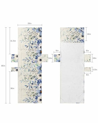 Blue Spring Floral Beach Lounge Chair Towel Cover, Soft Chaise Lounge Towel with Side Pockets Patio Pool Chairs Cover for Beach/Pool Sunbathing 29x85 Elegant Botanical Summer Flowers Rustic