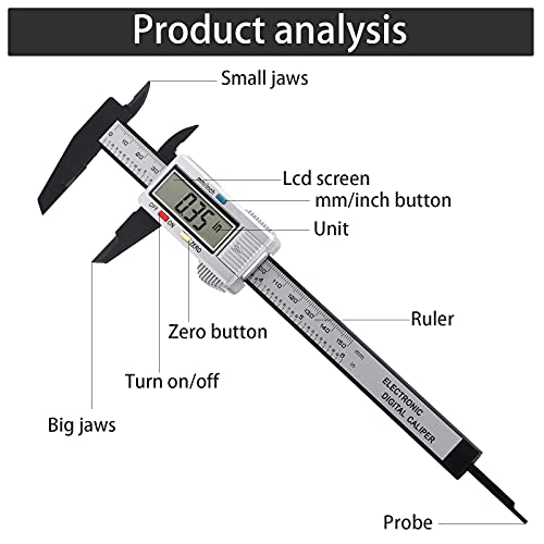 Digital Vernier Caliper,150mm 6 Inch Electronic Micrometer Caliper With Large Lcd Screen,Inch/Metric Conversion,24cm Ruler,Precision Depth Gauge Measuring Tool for DIY,Household 2 Digital Vernier Caliper,150mm 6 Inch Electronic Micrometer Caliper With Large Lcd Screen,Inch/Metric Conversion,24cm Ruler,Precision Depth Gauge Measuring Tool for DIY,Household - Image 2