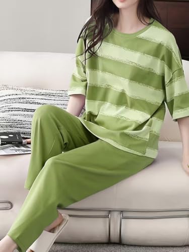 Image of Lymio Womens Korean Night Dress | Full Pyjama Set | Korean Nightsuit | Women Nightwear |Round Neck Full Sleeve Nightsuit | Loungewear | Everyday Nightdress (W-ND-3)