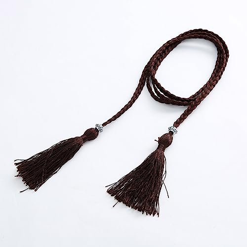 Ladies Bohemian Style Waist Belt Delicate Tassels Decors Braided Belt for Dress Women Seaside Waist Belt, Blue4