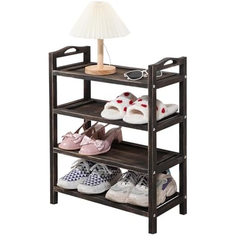 FEUFOAM 4 Tier Wooden Shoe Rack Cover