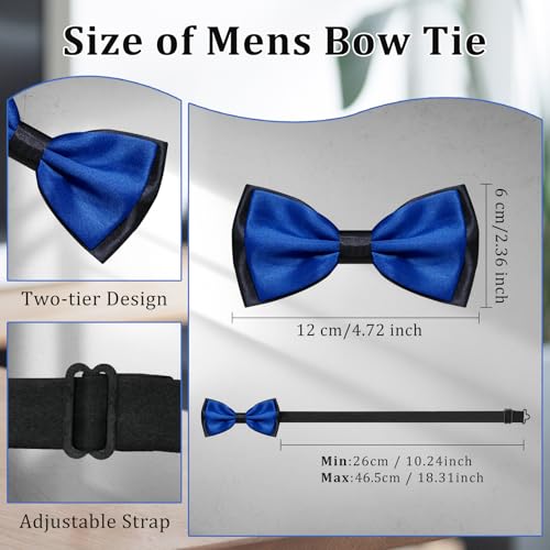 Image of LJBFNN Mens Bow Tie, Clip on Pre Tied Bow Ties for Men Solid Color Adjustable Tuxedo Bowties for Suit Wedding Graduation
