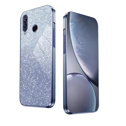 WBWONE Glitter Cover per Huawei P30 Lite, Bordo Elettroplaccato, Custodia Morbida con Adesivi Scintillio, Anti-Graffio Case - Blu
