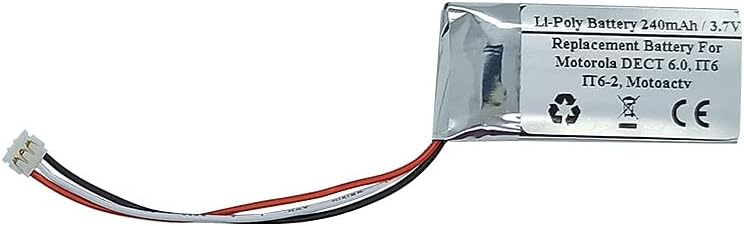 240mAh 3.7V Replacement Battery for Motorola DECT 6.0, IT6, IT6-2, Motoactv, Compatible Battery Part Number: Motorola 61638C, SNN5904A, SNN5904A