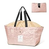 [MERAN] エコバッグ HAKKI レジカゴ 27L 大容量 Mサイズ タイベック 巾着付き マチ付き 折畳み 保冷 おしゃれ 買い物バッグ 丈夫 ショッピングバッグ サブバッグ (M（レジかごサイズ）, シティブロッサム, M)