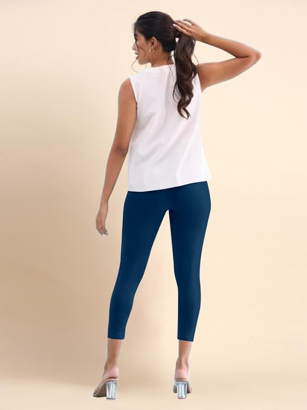 Image of TRENDMALLS Women's Microfiber Elastane Stretch Soft Cropped Leggings with Ultrasoft Waistband for Women