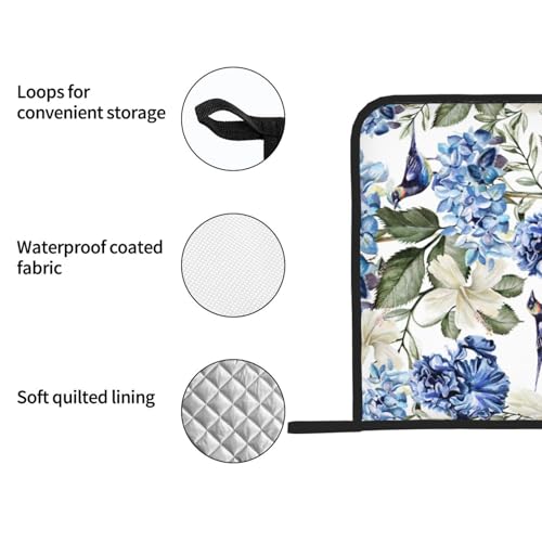 Ccocnd Blue Hydrangea Flowers Bird Pot Holder Set Of 2,Heat Resistant Potholders Oven Hot Pads thumb #2