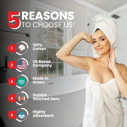 Infinitee Xclusives Premium-Saunahandtuch, 2er-Set Extra Große Badetücher (90 x 180 cm), 100% Baumwolle, Super Saugfähig, Schnelltrocknend, Ideal für Hotel & Spa, Strahlendes Weiß