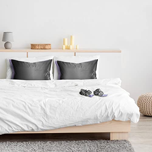 Alexandra's Secret Satin Bed Zippered Pillowcase With Scrunchies For Hair And Skin Pack Of 2 Gift Set Luxury Soft And Cooling Sleep Silky Pillow Cases With Zipper (Standard, Charcoal) #TOP3