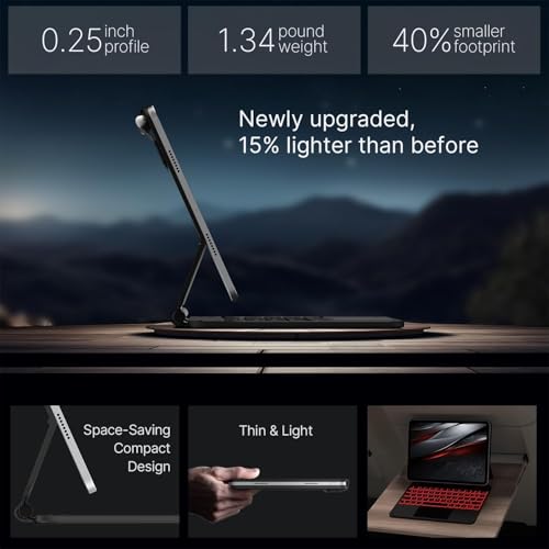 Image of typecase Edge for iPad Air 11 (M4 2026 / M3 2025 / M2 2024), Air 5th /4th & Pro 11 (4th /3rd /2nd /1st), 11-Color Backlit & Touchpad,Magic Floating Keyboard (NOT for 10th /A16 /Pro 11 (M5 /M4)-Carbon Fiber26