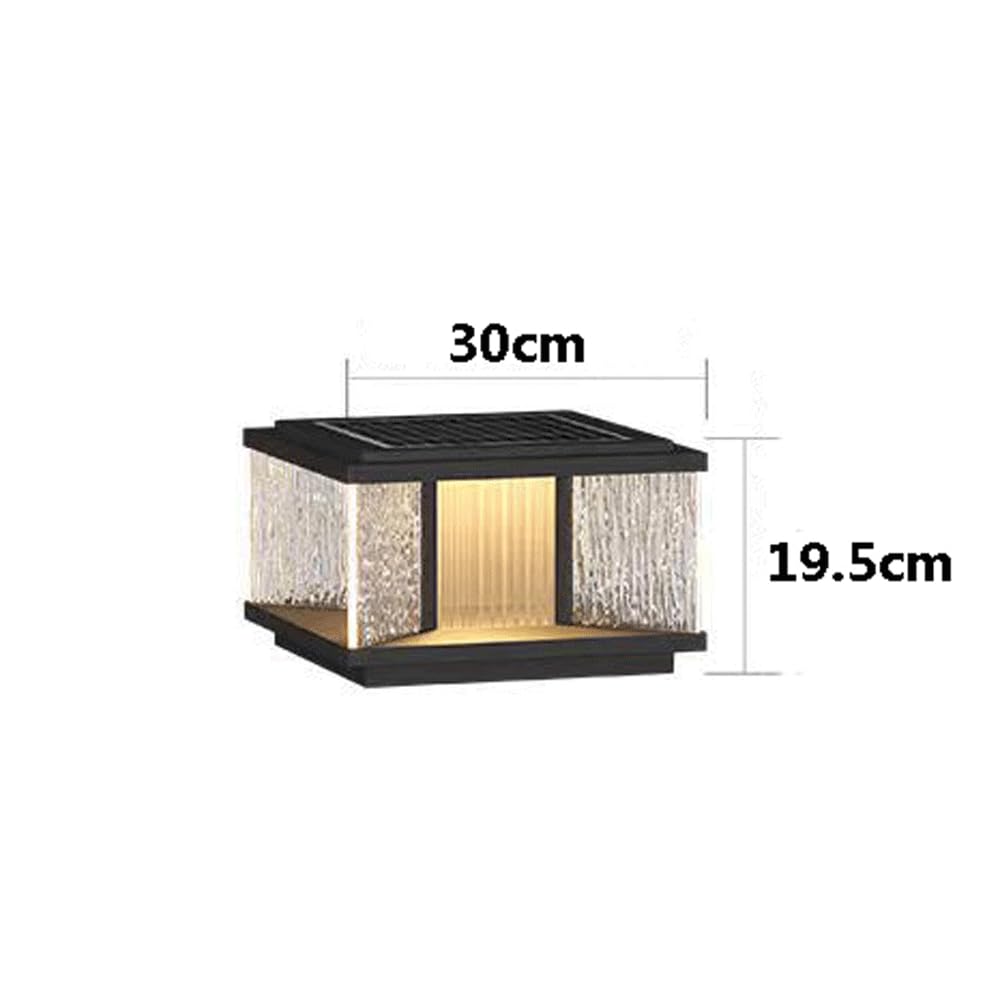 HZWJIA Stainless Steel Pillar Lamp Modern Luxury LED Solar Pillar Cap Lamp IP65 Waterproof Pillar Head Lamp Black Outdoor Waterproof Solar Pillar Lamp For Garden Villa Patio Pillar Lamp Diameter 11.8i