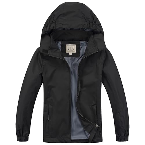 Kids Waterproof Jacket (UK, Age, 13 Years, Regular, Black)