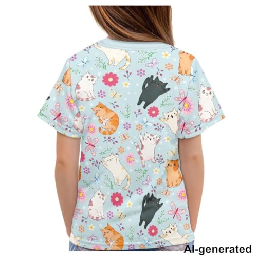 Image of Novelty 3D Graphic T Shirts for Kids Crew Neck Funny Animal Print Short Sleeve Girls Tshirts 3-16 Years