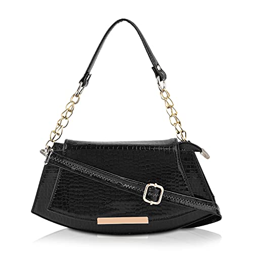 62% OFF on SaleBox PU Leather Crocodile Pattern Detachable Shoulder Strap Magnetic snap & zip closure Stylish Women's Sling Bag (CROCO BOAT)