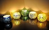 Lalhaveli Home Decorative Mosaic Glass Round Candle Votive Holder 5 Pcs Set