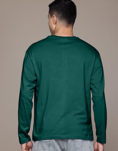 Image of Veirdo Pure Cotton Round Neck Regular Fit Solid Full Sleeve T-Shirt for Men & Boys (Available in Black, Cork, Green, Maroon, Navy, Swanwhite & White Color)