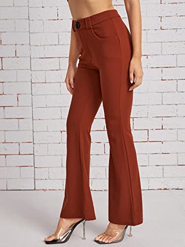 SweatyRocks Women's Casual High Waist Flare Leg Bell Bottom Pants Work Office Trousers4