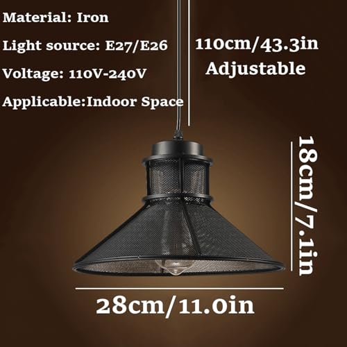 Lustre industriel rétro américain avec pendentif en maille pour ferme