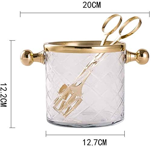Messing Ice Cube Cooler Ice emmers met tang, glazen ijsemmer met draaggreep, geïsoleerd veelzijdigheid kristal whisky… - Afbeelding 3