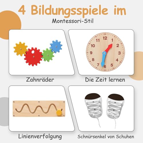 Olvy Kids 4-in-1 Montessori Lernturm - Learning Tower - Trittleiter Holz - Kindertritt 4 Stufen - Küchenturm Kinder - Steh Lernturm ab 1 Jahr - Kindertreppe Faltbar