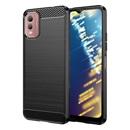 SCL Funda para Nokia C32 para Nokia C32, [Negro] Funda de teléfono móvil Exquisita serie de diseño de carbono con tecnología antiarañazos y antigolpes para Nokia C32