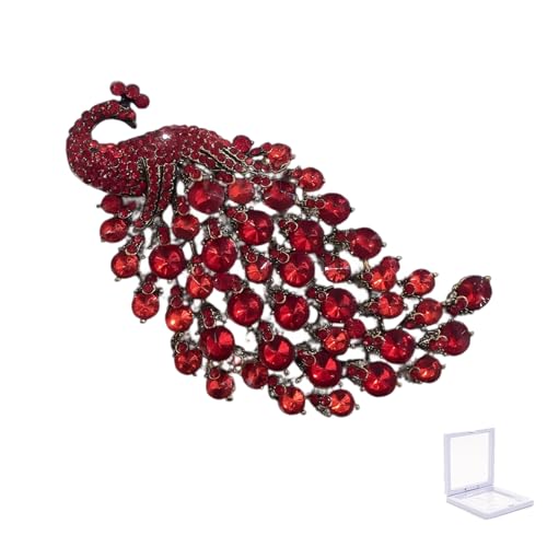 Image of Rhinestone Peacock Brooch Pin for Women Girls Crystal Bird Animal Brooches Lapel Pins Dress Accessories Wedding Mother's Day Birthday Jewelry Gift