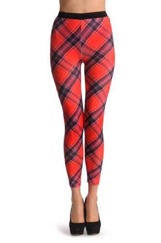LissKiss Red Diagonal Tartan   Leggings   Rojo Leggings Talla Unica (34 40)